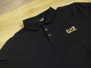 Męska czarna koszulka z kołnierzykiem Emporio Armani EA7 