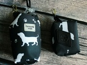 Zestaw saszetka na smaczki i woreczki # jamniki czarno-białe