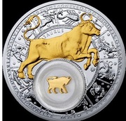 Srebrna moneta Byk -Zodiak UNC 20 rubli Białoruś 2013