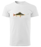 biała koszulka bawełniana okoń z papierosem NOWA