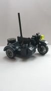 Motocykl z koszem bocznym w kolorze szarym WW2 kompatybilne z Lego