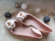 Baleriny Meliski Open Toe Pudrowy Róż Wesele