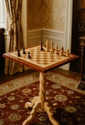 Stolik szachowy drewno intarsja stylowy 