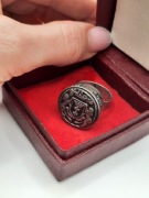 Unikat ! stary, srebrny sygnet z herbem Gdańska-Rytosztuka.