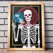 Plakat Poster Szkielet Kościotrup Selfie Papuga A3