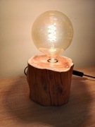 Lampka Stolikowa Pieniek Drewniana Loft Hand Made 