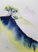 Obraz, Akwarela - abstrakcja,  góra,  A5.