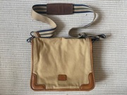 Solidna torba z płótna i skóry  beżowa laptop A4 - firmy Brooks Brothers