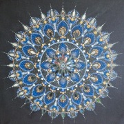 Mandala Obfitości - ręcznie malowana, 60x60, dot painting z lusterkami