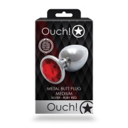Aluminiowy korek analny z klejnotem Ouch średni 7 cm