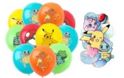 POKEMON ZESTAW 10 SZTUK BALONÓW + TATUAŻ XL PIKACHU POKEBALL