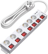 Listwa zasilająca z wejściem USB 6 gniazdek z przełącznikiem 2m PRZEDŁUŻACZ