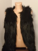 Kamizelka futrzana czarna F&F S 36 długa ciepła modna futerko