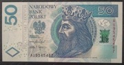 50 ZŁ KAZIMIERZ WIELKI 2017 r. SERIA AU 9545467 UNC