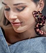 Kolczyki na prezent dla kobiety, wiszące długie lekkie materiałowe UNIKAT! 