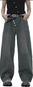 Spodnie jeansowe męskie Zewool Slant Button Baggy Skater Y2K Hip Hop XXL 
