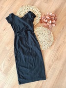 Czarna sukienka z wycięciem na brzuchu Topshop 38M krótka dopasowana mini