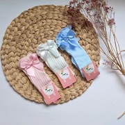 Zestaw komplet podkolanówek różowe niebieskie białe ażurowe z koka 22 23 24