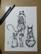  Rysunek: 3 koty - cienkopis, A4, 250g/m2