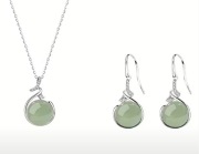 Komplet biżuterii kryształowy naszyjnik wisiorek kolczyki + pudełko KPL55