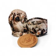 Zestaw komplet czapka komin jednowarstwowy wiosenny Kot w kwiatach 