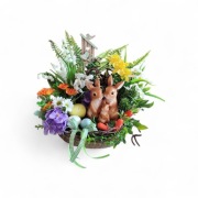 Stroik wielkanocny na stół zajączki 32 cm rękodzieło wiosna prezent