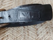 Giorgio Armani skórzany pasek czarny skóra naturalna made in Italy 115 cm