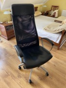 Krzesło biurowe IKEA MARKUS | Czarna skóra/siatka | Ergonomiczne