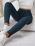 Damskie sportowe legginsy do jogi i fitness - niebieskie prążek L