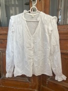 H&M lniana bluzka biała hippie boho nowa len bawełna
