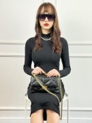 Casualowa sukienka z prążkowanej dzianiny w półgolfem rozm XL kolor czarny