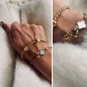 Bransoletka sznurkowa beż z intencją | handmade | masa perłowa