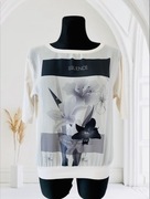 Massimo Dutti bluzka koszulka top biały bawełna nadruk silence rozmiar M
