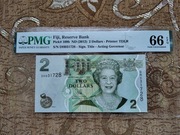 Banknot 2 dolary Fiji Elżbieta II grading PMG 