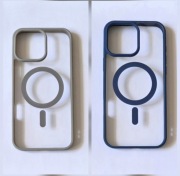 Etui/case przezroczyste szare i niebieskie z MagSafe na iPhone'a 16 pro max