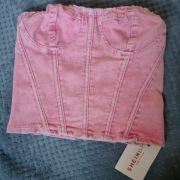 Nowy z metką Różowy gorsetowy top jeansowy SHEIN bae  Rozmiar 32/34
