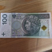 Banknot 100 zł Seria HJ z 2018 roku RADAR 3 cyfrowy