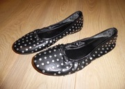 MANGO czarne miękkie baleriny baletki srebrne nity r. 41 wkł. 26,5 cm