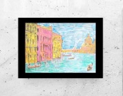 retro plakat Wenecja, miasto obraz A4 vintage