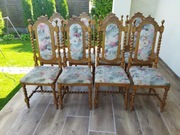 Krzesła dębowe tapicerowane komplet - 8 szt.