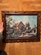 Francois Boucher Młyn praczka pierze obraz grafika rama drewniana