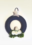 Wianek ręcznie robiony fioletowy na drzwi 22cm