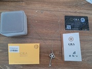 nowy srebrny wisiorek z łańcuszkiem z certyfikatem GRA próba 925