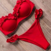 Strój kąpielowy czerwony biały push up seksowny 36 ideał