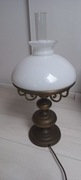 Lampa gabinetowa stołowa mosiężna z kloszem szklanym.Wys.60cm
