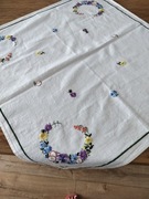 Obrus skandynawski vintage serweta ręczny haft jNowa 73x68 jednorazowa