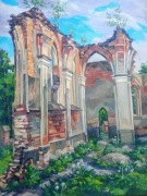 Ruiny kościoła – obraz olejny, unikat