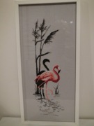 Flamingi, haftowany duży obraz