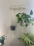 Kwietnik ścienny na sciane makrama boho podwójny