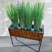 Kwietnik donica Enghauk loft drewno 62x22x60 cm 4x duże trawy komplet